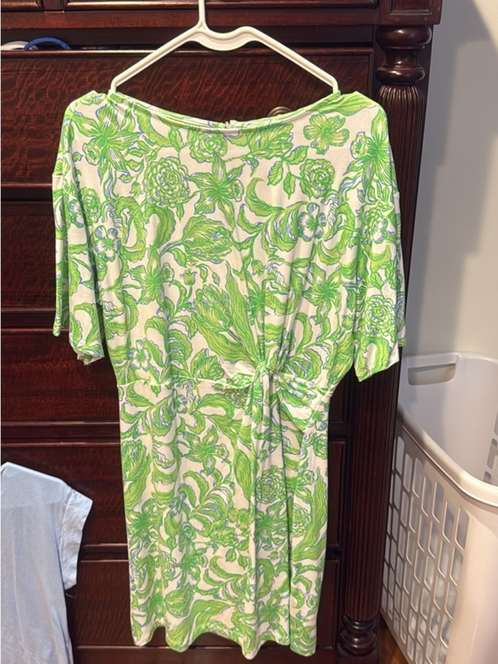 Lilly Pulitzer Green and White Floral Knot-Front Dress